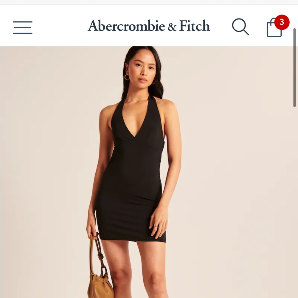Abercrombie Black Halter Low Back Mini Dress